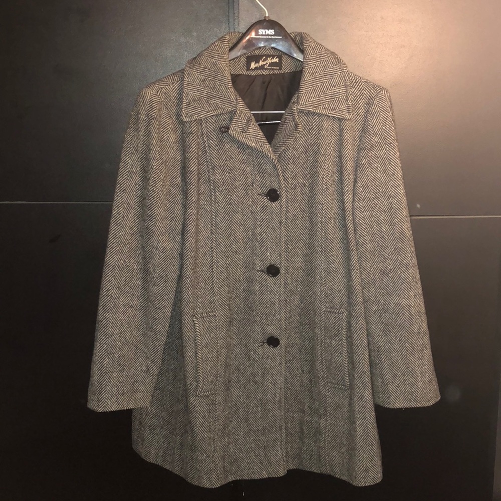 Wool blend herringbone winter coat